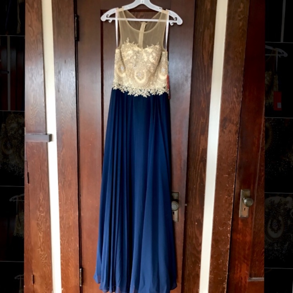 Long Sleeveless Prom Dress with Jeweled Bodice
